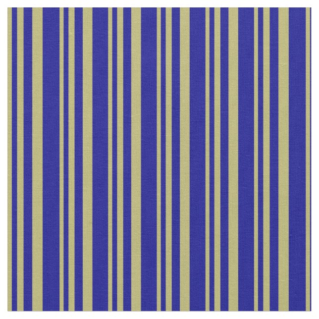 Dark Khaki & Dark Blue Coloured Striped Pattern Fabric (Close Up)