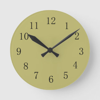 Dark Khaki Green Colour Wall Clock