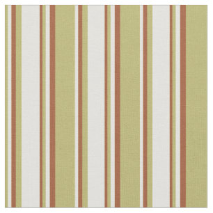 Dark Khaki, Light Yellow & Sienna Lines Pattern Fabric