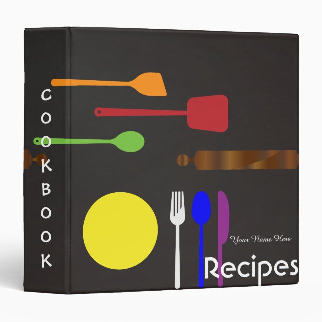 Dark Kitchen utensils recipe binder book (Front/Spine)