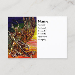 DARK KNIGHT AND DRAGON Fantasy White Business Card