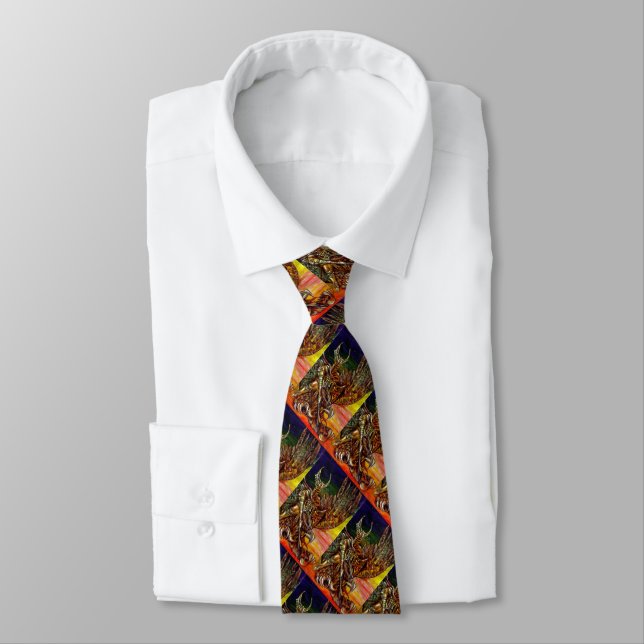 DARK KNIGHT WITH DRAGON Fantasy Tie (Tied)