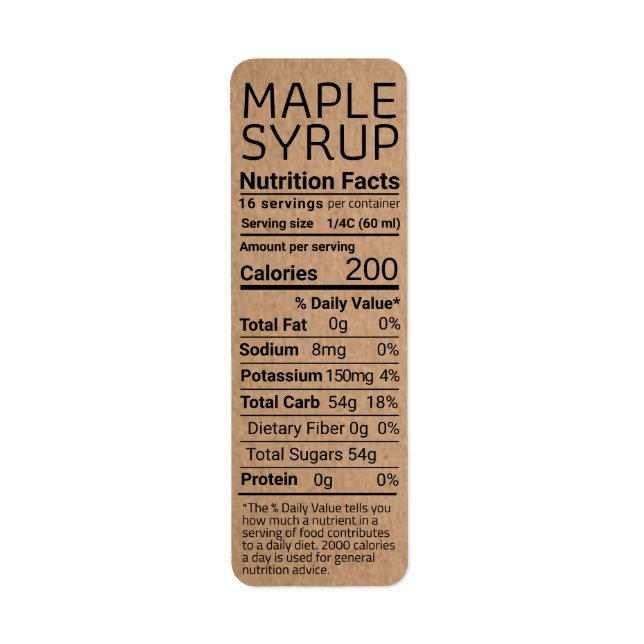 Dark Kraft Adresse de retour Sirop d'érable Nutrit (Devant)
