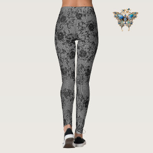  Dark Lace on Grey Leggings