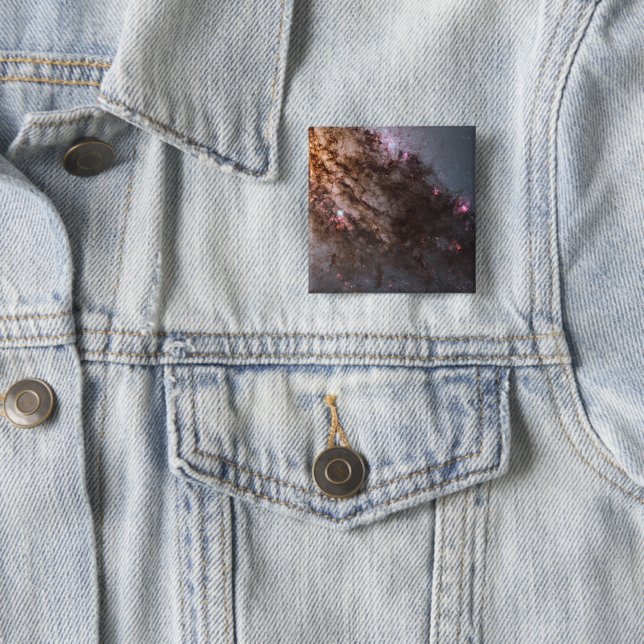 Dark Lanes Of Dust Crisscross Centaurus A Galaxy. 2 Inch Square Button (In Situ)