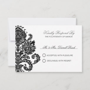 Dark Lavender Elegant Damask Wedding Customized RS RSVP Card