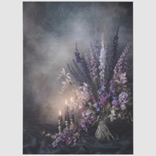 Dark Lavender Floral Bouquet for Decoupage Tissue Paper