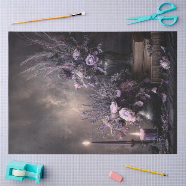 Dark Lavender Floral Bouquet for Decoupage Tissue Paper (Craft)