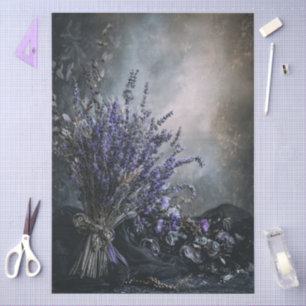 Dark Lavender Floral Bouquet for Decoupage Tissue Paper