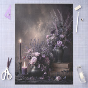 Dark Lavender Floral Bouquet for Decoupage Tissue Paper