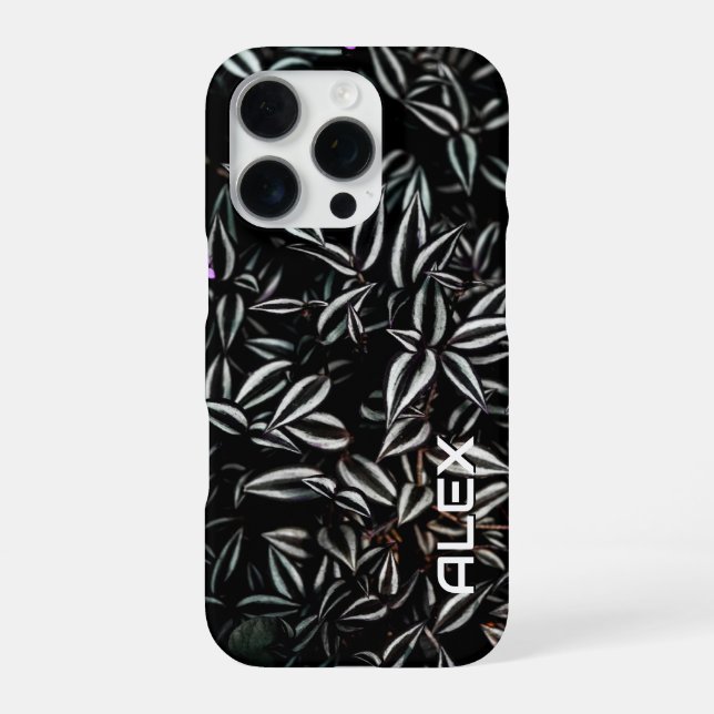 Dark Leaf with White Edges iPhone Case (Back)
