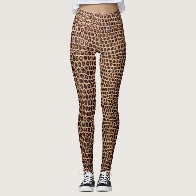 Dark Leather: Elegant Simple Background Leggings (Front)