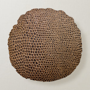 Dark Leather: Elegant Simple Background Round Pillow