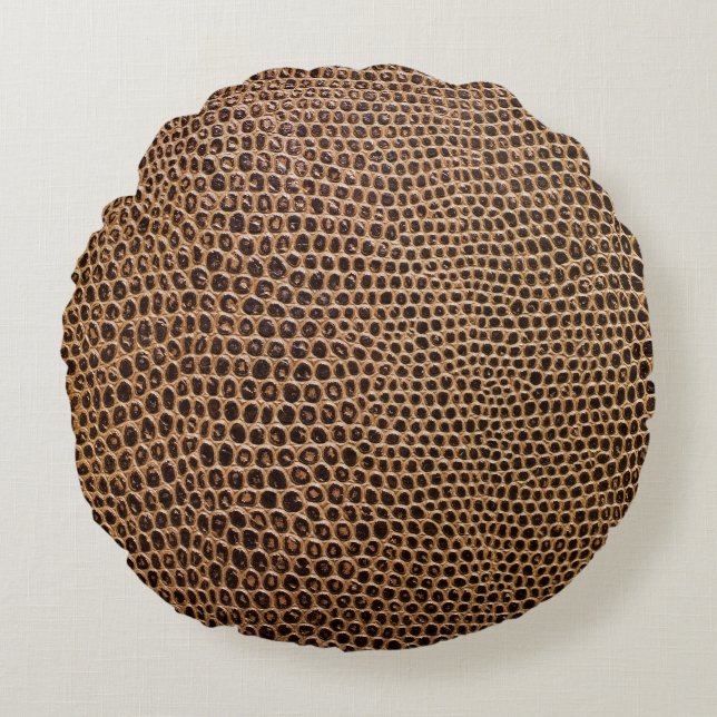 Dark Leather: Elegant Simple Background Round Pillow (Front)