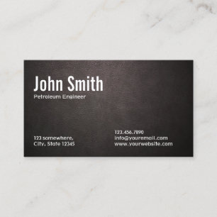 Dark Leather Petroleum Engineer Business Card