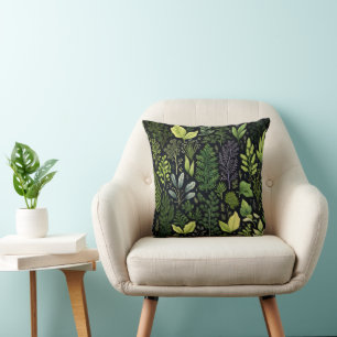 Dark Leaves Throw Pillow