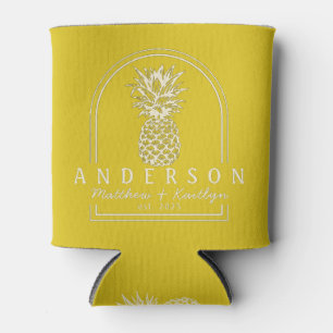 Dark Lemon  Pineapple Wedding Arch & Name Can Cooler