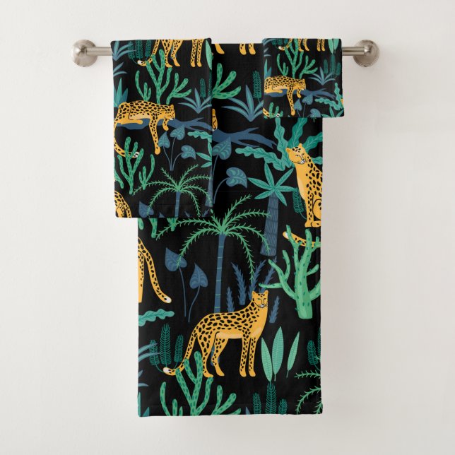 Dark Leopard Jungle  Bath Towel Set (Insitu)