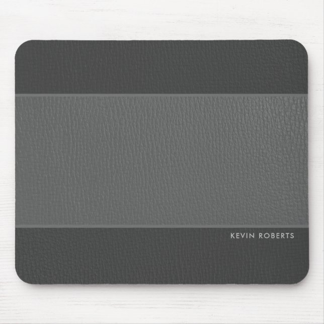 Dark & Light-Grey Faux Leather Mouse Pad (Front)