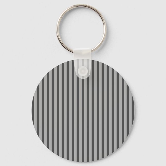 Dark Light Grey Vertical Lines Geometric Stripes Keychain (Front)