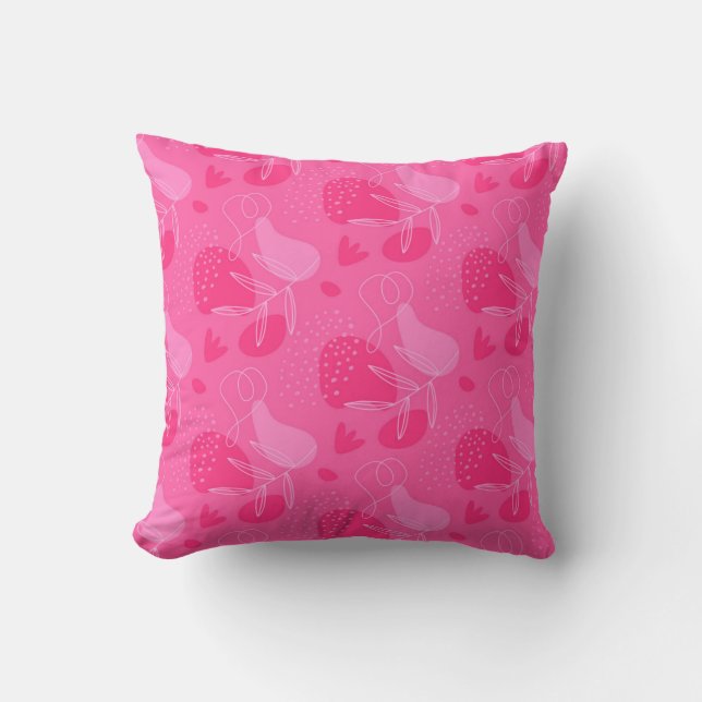 Dark & light pink print  throw pillow (Front)