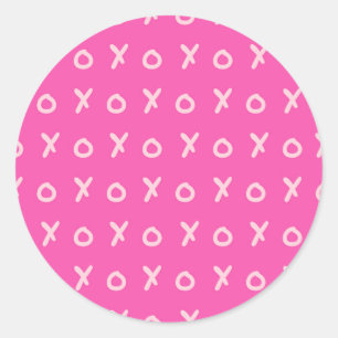 Dark & Light Pink X O XO XO's Trendy Cute Classic Round Sticker