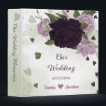 dark & light purple flowers greenery wedding album binder<br><div class="desc">Romantic beautiful dark eggplant purple and light purple flowers with green leaves botanical wedding photo album</div>
