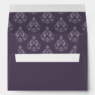 Dark Lilac Damask Pattern Envelope