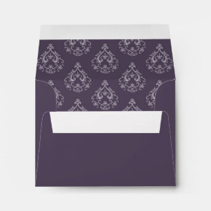 Dark Lilac Damask R.S.V.P. return envelope