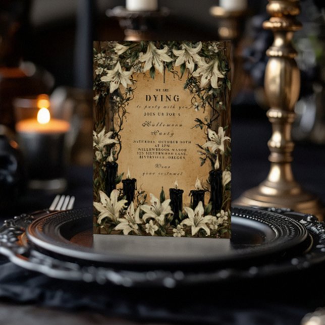 Dark Lilies and Coffins Halloween Night Invitation (Creator Uploaded)