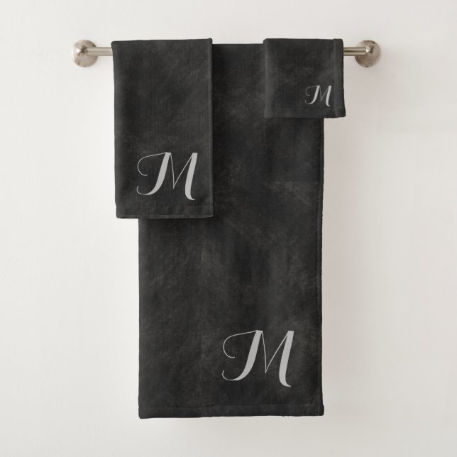 Dark Lime Wash Luxurious Monogram Bath Towel Set (Insitu)