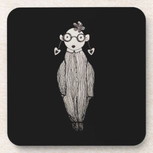 Dark lipstick and wearing glasses  coaster