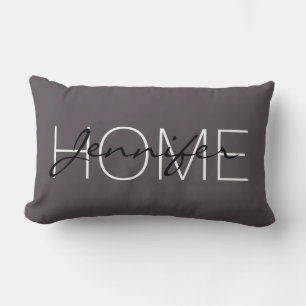 Dark liver colour home monogram lumbar pillow