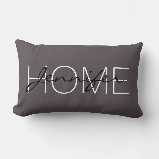 Dark liver colour home monogram lumbar pillow (Front)