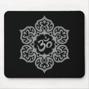 Dark Lotus Flower Om Mouse Pad