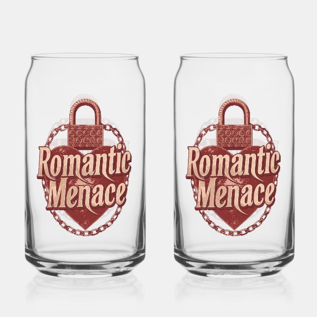 Dark Love Quote with Chains and Heart Can Glass (Front)