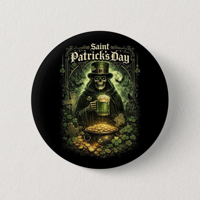Dark Luck of Saint Patrick 2 Inch Round Button (Front)
