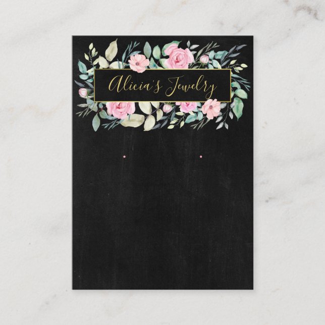 Dark Lush Flowers Necklace & Earring Display Business Card (Front)