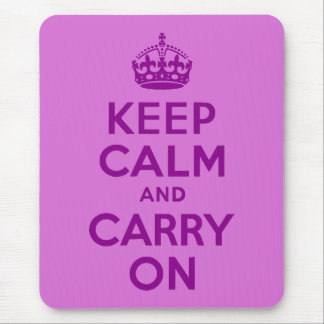 Dark Magenta and Orchid Keep Calm and Carry On Mouse Pad
