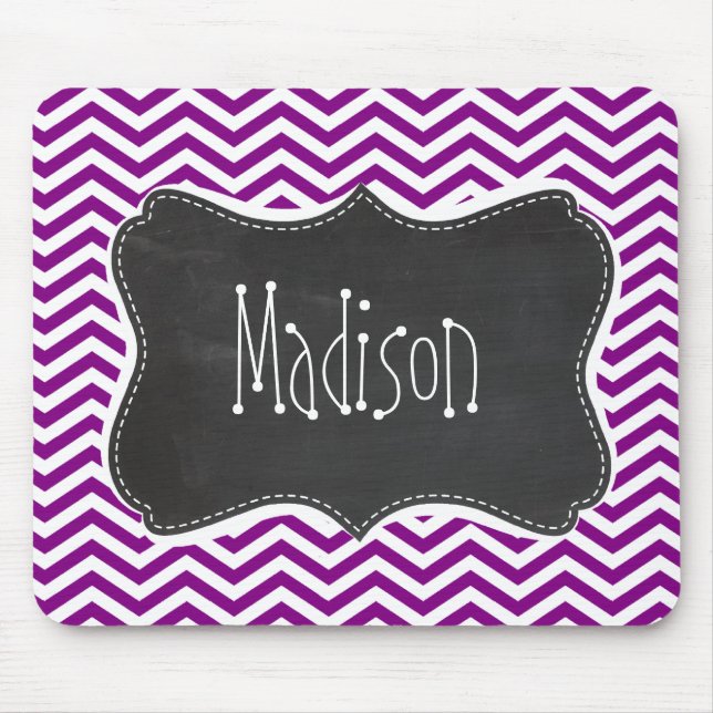 Dark Magenta Chevron; Retro Chalkboard Mouse Pad (Front)