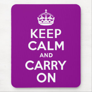 Dark Magenta Keep Calm and Carry On Mouse Pad