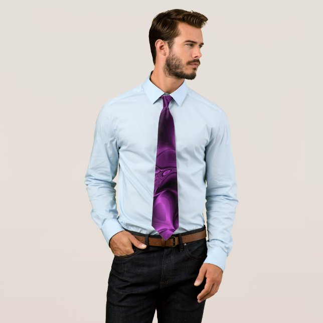 Dark Magenta Purple Abstract Marbled Texture Tie (In Situ)