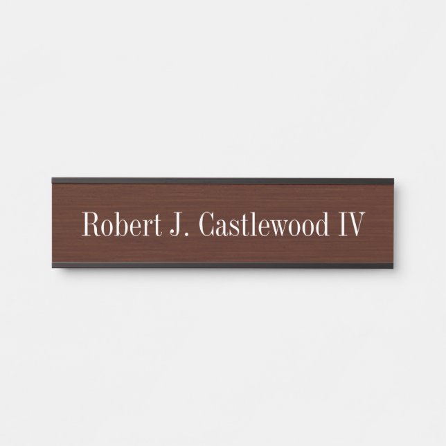 Dark Mahogany Colour Hanging Wall Nameplate (Front)