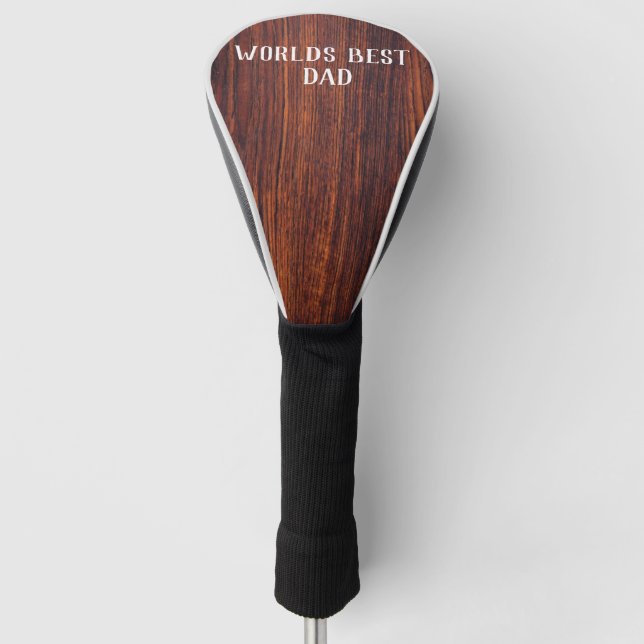Dark Mahogany wood grain | worlds best dad  Golf Head Cover (Front)