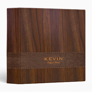 Dark Mahogany Wood Texture Brown Leather Aaccent Binder