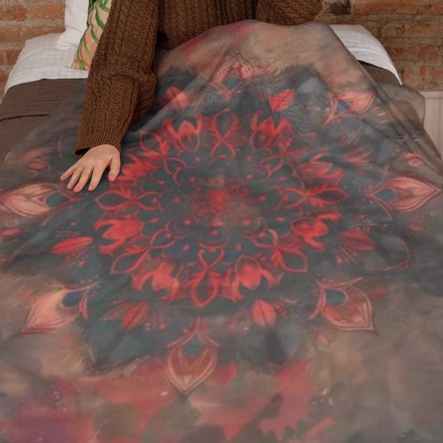 Dark Mandala- Boho Gothic Gift Fleece Blanket (Creator Uploaded)