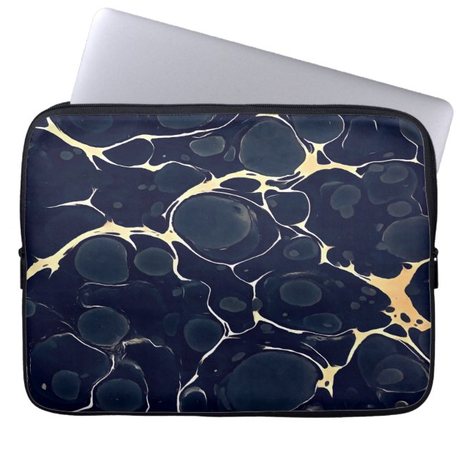 Dark Marble Pattern Abstract Alcohol Ink Style Dar Laptop Sleeve (Front)