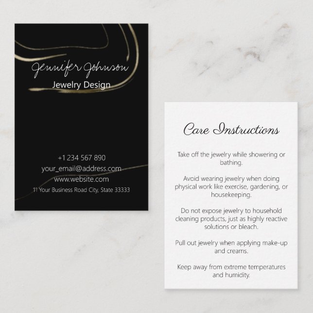 Dark Marbling Jewellery Care Business Card (Front/Back)