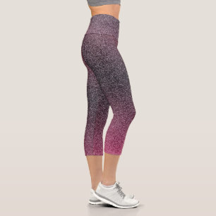 Dark-Maroon Gradient Glitters Capri Leggings