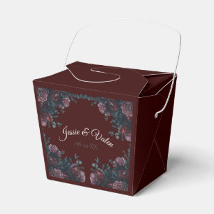 Dark Maroon Mauve Gothic Elegant Wedding Favor Box